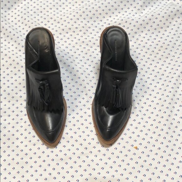 Alexander Wang Trish Loafer Wedge Mule High Heels Slide Penny Tassel Slip On - Picture 3 of 8